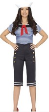 Women?s Sailor Lady Costume Halloween Fancy Dress Outfit Adult Ship Captain Sea