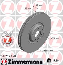 1x ZIMMERMANN Bremsscheibe COAT Z 150.2947.20 f�r BMW F15 E72 X6 X5 F16 F85 E70