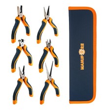 6-Piece Mini Pliers Set   Needle Nose, Long Nose, Diagonal, Flat Nose, End Cu...
