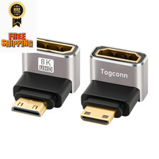 90 Degree Mini HDMI to 2 Pack, Up  Down Male Female