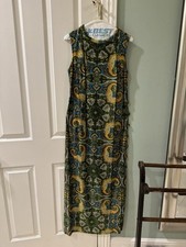 Vintage 1960s Paisley Maxi Dress With Buttons All The Way Up left Leg Size M