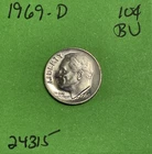 1969 D Roosevelt Dime 10c BU Brilliant Uncirculated US Coin See Pics
