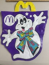 McDonalds Halloween Vinyl Trick or Treat Bag Vintage 1990 Ghost Boo Purple 11"