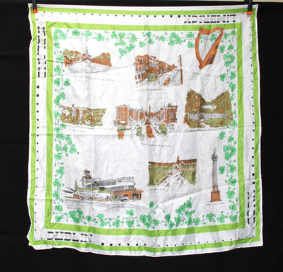 VTG Souvenir Scarf Ireland Shamrocks Dublin Cork Limerick Landmarks Shamrock 27 