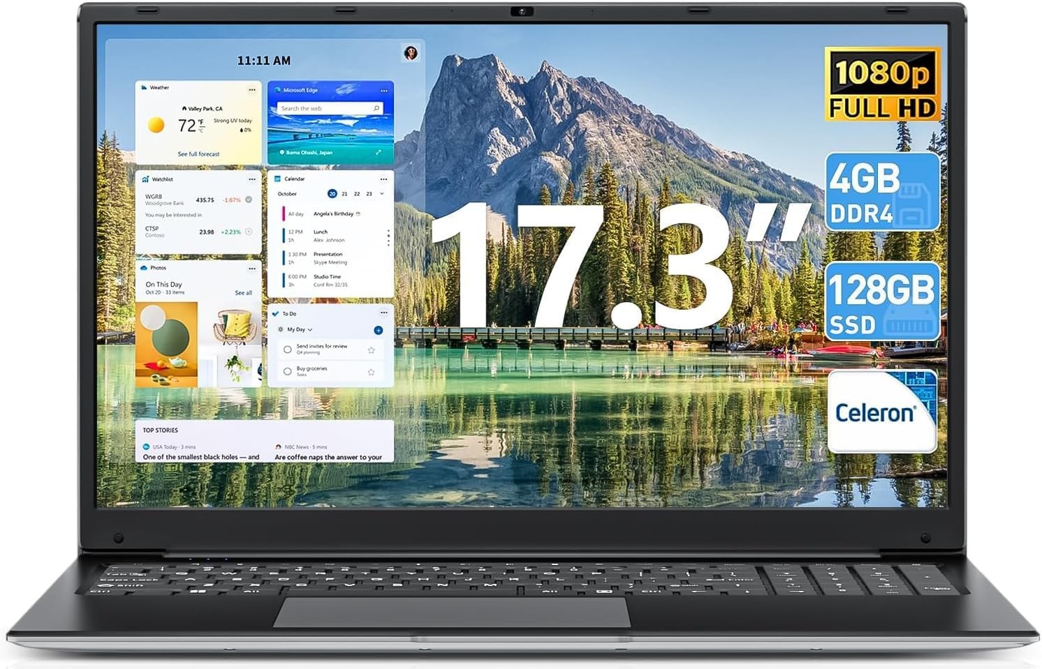 SGIN 15.6/17.3 inch Laptop 128GB 256GB 512GB SSD Intel Celeron WIFI Windows 11