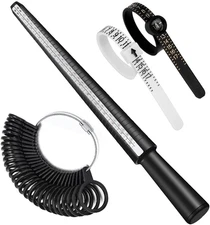 Ring Sizer Measuring Tool Kit - 4 Pcs with 27 Size Options for US & UK