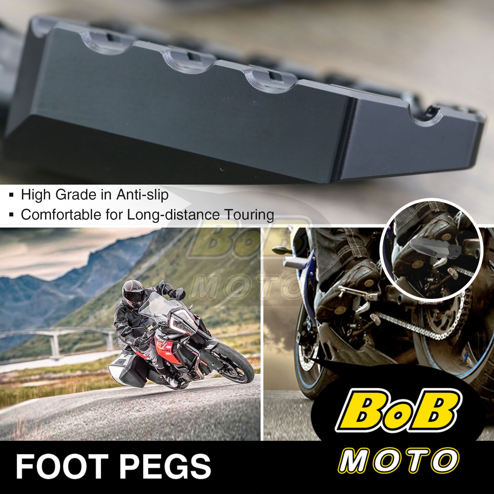 For Honda NC750XD 21-22 CNC BUZZ Rider Front Foot Pegs BLACK