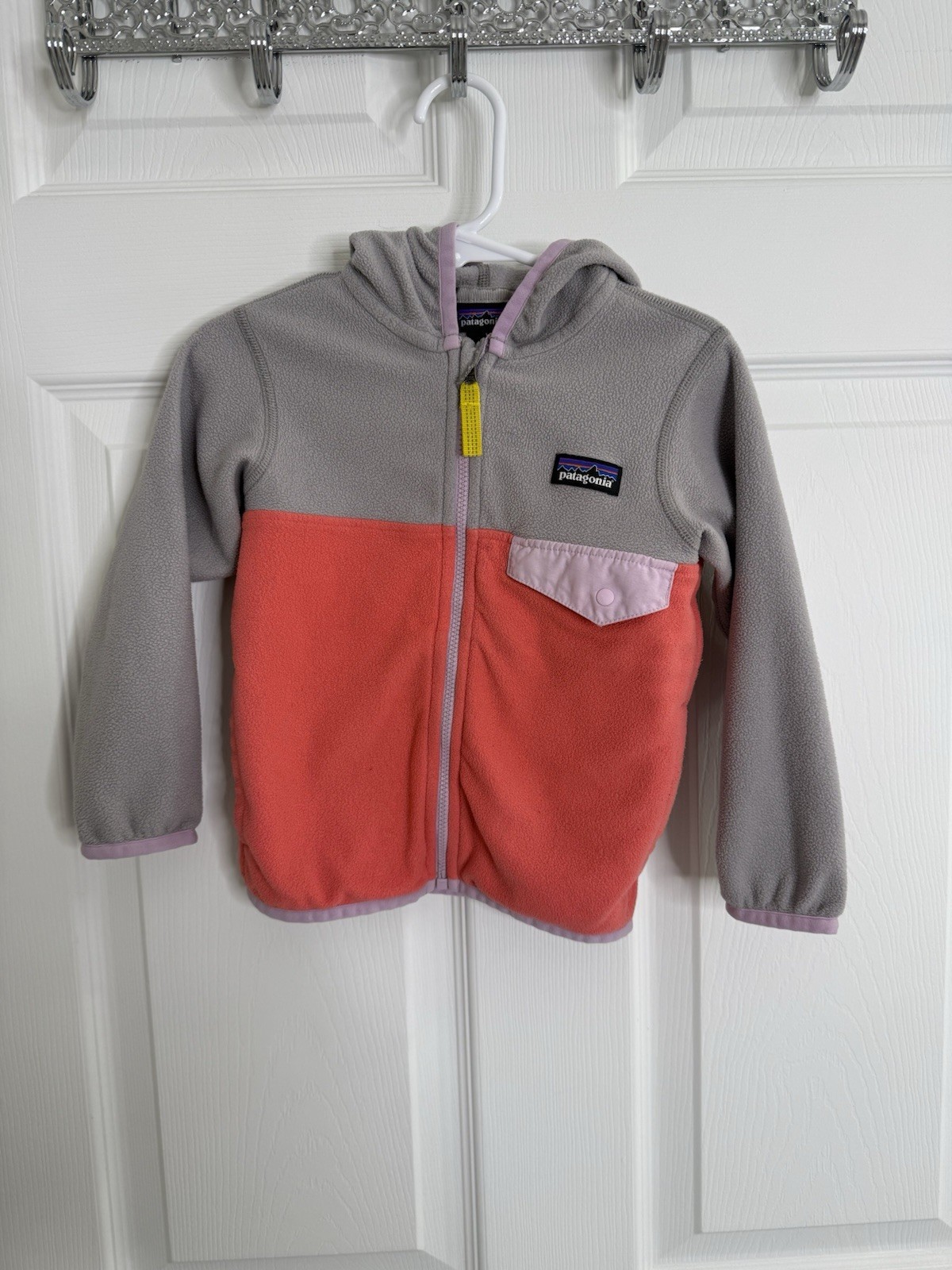 Patagonia Girl Pink and Gray Baby Micro D Snap-T Fleece Zip Jacket Size 2T