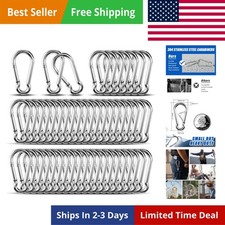 Small Carabiner Clip Hooks, 50pcs 1.57 inch Carabiners Heavy Duty, 304 Stainl...