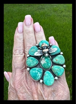 NAVAJO~SONORAN GOLD TURQUOISE BEE  ~RING ~RUSSELL SAM