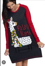 NWT Lazy One FaLaLa Llama V-Neck Nightshirt XXL 100 Cotton Cozy Lounge Holiday
