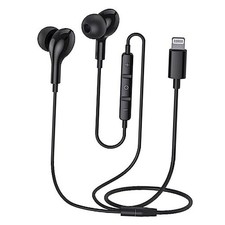 Wired Headphones Earbuds for iPhone with Lightning Connector,Apple MFi Black