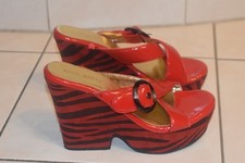 Elen Gotti Plateau Clogs High Heels Riemchen rot Lack  Gr. 37