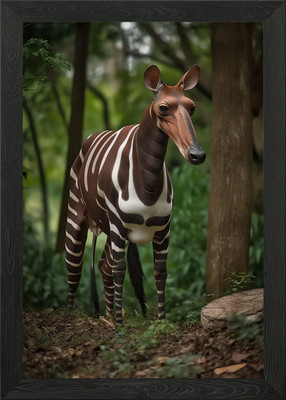 Graceful Okapi Framed Wall Art Poster Canvas Print Picture