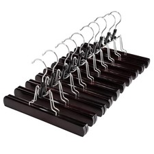 Wooden Pants Hangers 20Pack, Clamp Hangers with Felt Lining, Non-Slip Wooden ...