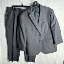 Jos A Bank 44S Dark Gray Charcoal 37x25 2-Piece Suit Wool Shortened Arms