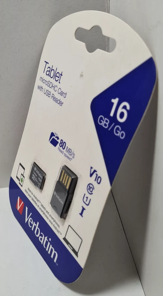 Verbatim 16GB U1 Micro SDHC Memory Card File Storage w/ USB Reader For Tablet - Image 3 of 3