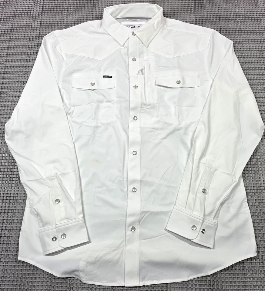 Poncho Camisa Para Hombres L Calce Ajustado Blanco Sólido Ventilado Perla Occidental Pesca a Presión Foto 2 de 4