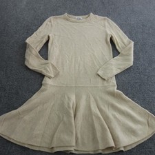 Ganni Sweater Dress Womens S Beige Wool Knit Drop Waist Long Sleeve Short