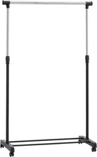 Tringle à vêtements Amazon Basics chromée réglable avec roulettes