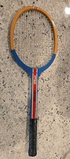 Wilson Stan Smith American Tennis Racket Vintage Wooden Blue Red Strata Bow