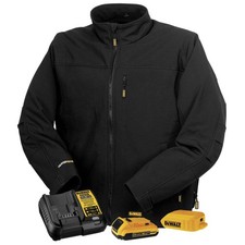 DEWALT Men's Heated Soft Shell Jacket Kit Black Medium