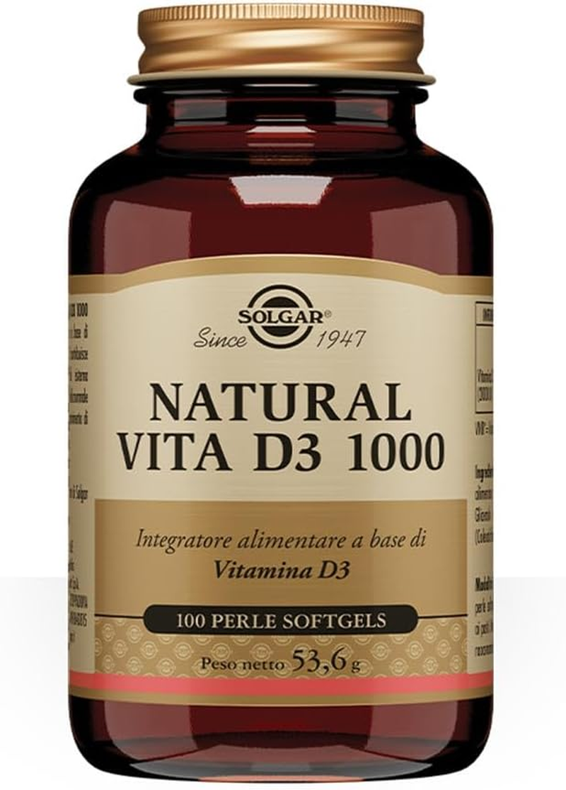 NATURAL VITA D3 1000 – Vitamina D3 Naturale Da Olio Di Fegato Di Pesce, 1000 UI,
