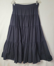 Carole Little Sport Petites Tiered Maxi Skirt Black Size S 100 Cotton USA