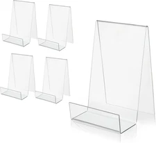 Acrylic Book Easel Stand with Ledge Clear Easels Plate - 5 Pack for Books Displa