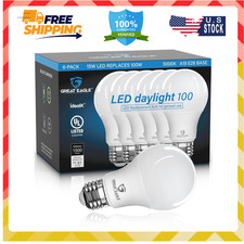 Great Eagle A19 LED Light Bulbs 100 Watt Equivalent - UL Listed - Daylight 5000K