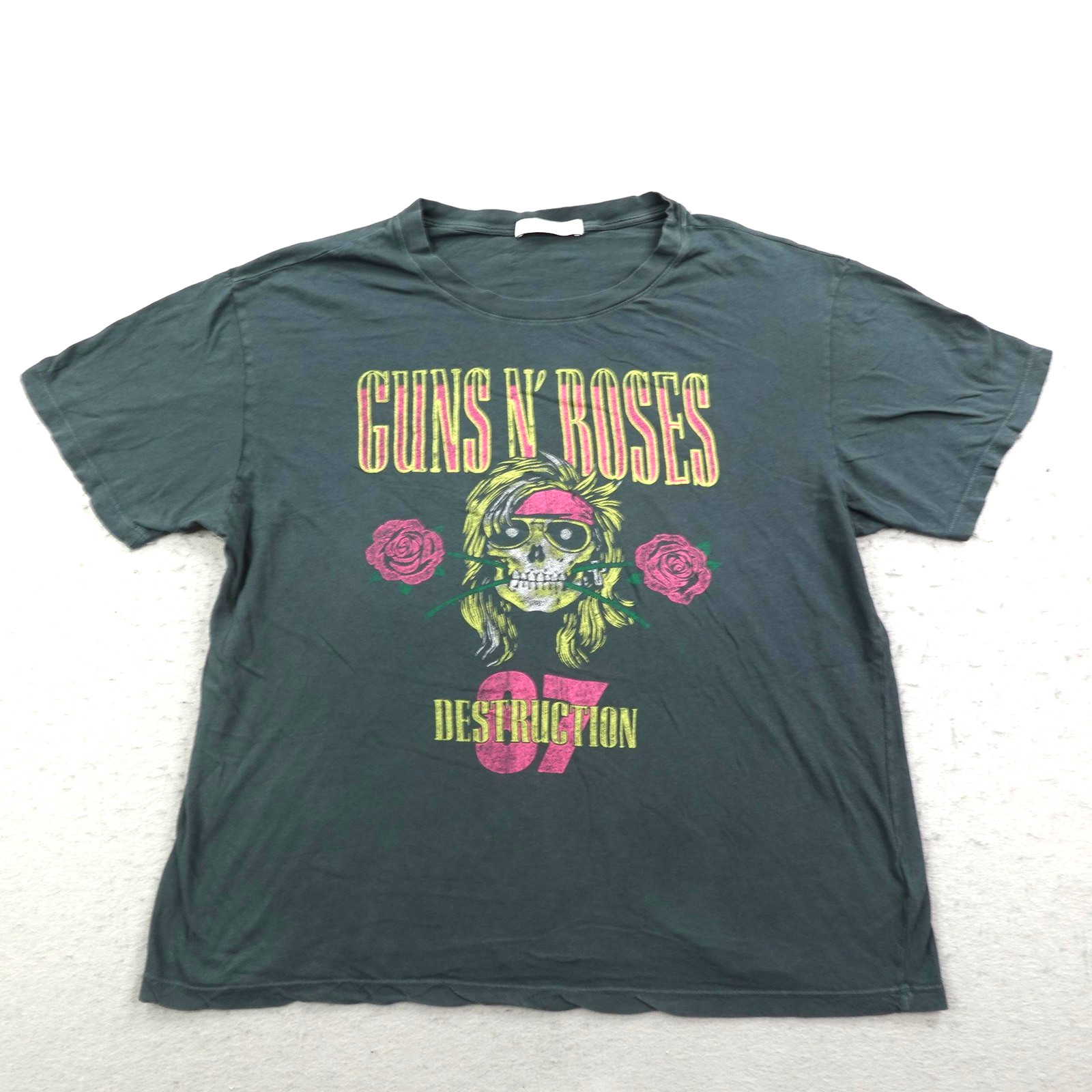 Guns N Roses Shirt Womens XL Green Daydreamer Destruction 87 Rock Band Top USA