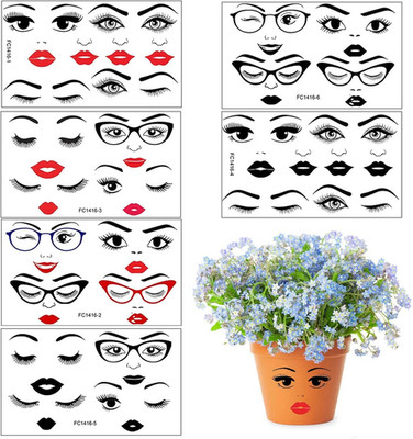 6Pcs Face Stickers for Crafts Eyes Eyebrows Lips Mouth Nose Decals Make a Face S