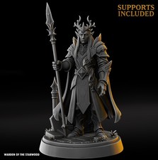Aeren Silverspear, Male Elf with Spear Unpainted Miniature D D DnD Mini