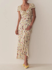 Women Doen Silk Blend Halterneck Floral Slim Fit Midi Dress