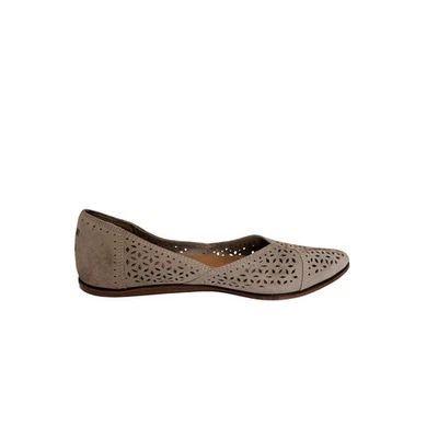 TOMS Jutti Suede Perforated Laser Cut Pointed Toe Flats Taupe 8W - Image 1 of 4