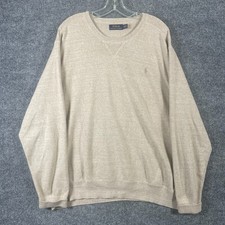 Polo Ralph Lauren Sweater Mens Extra Large XL Beige Pony Cotton Preppy Crewneck