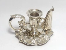ANTIQUE VICTORIAN STERLING SILVER CHAMBERSTICK, HENRY WILKINSON SHEFFIELD 1840