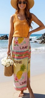 Sheike X Atlas “pine Lime” Wrap Linen Skirt/Sarong Size 12