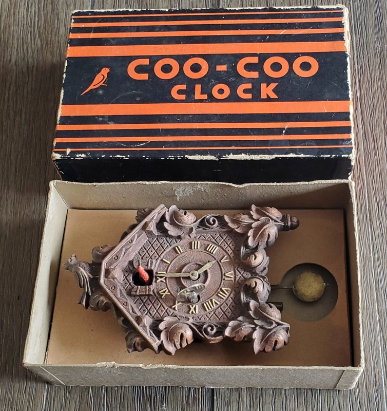 Vintage August C Keebler No. 240 Miniature Cuckoo Clock with Original Box & Key