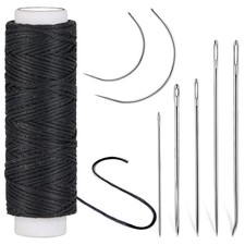 Ftyiwu Waxed Thread, Upholstery Needle and Thread 32 32Yard, Original Black