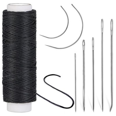 Ftyiwu Waxed Thread, Upholstery Needle and Thread 32 32Yard, Original Black
