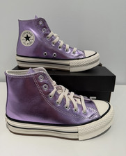 Converse Chuck Taylor All Star EVA Lift Hi Purple Metallic Kids US 2 A13450C NEW