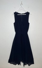 Warehouse Sleeveless Wrap Front Long Midi Chiffon Dress Floaty Hanky Hem UK 12