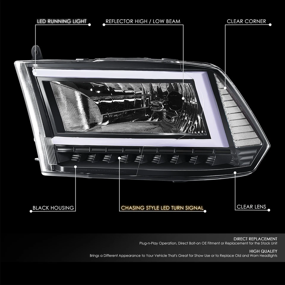 Faróis de sinal sequencial C-LED DRL DRL preto/claro RAM 1500 2009-2014 - Imagem 2 de 4