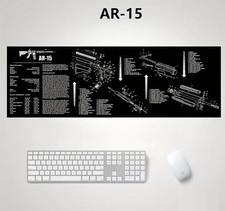 AR-15 Desk Mat 11x35"   XL Computer Mouse Pad, Gun Parts Diagram, Non-Slip Mat