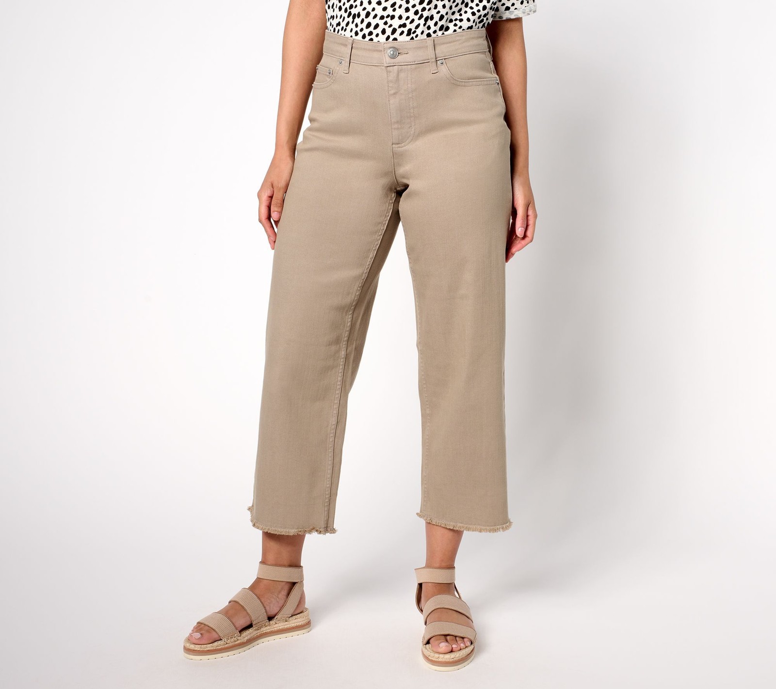 Fashion Women's Plus Sz Pants 20 Wide Leg Crop Jeans Brown A683876