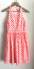 J Crew Women's White Neon Pink Floral Embroidered Sundress Sleeveless Dress Sz 4