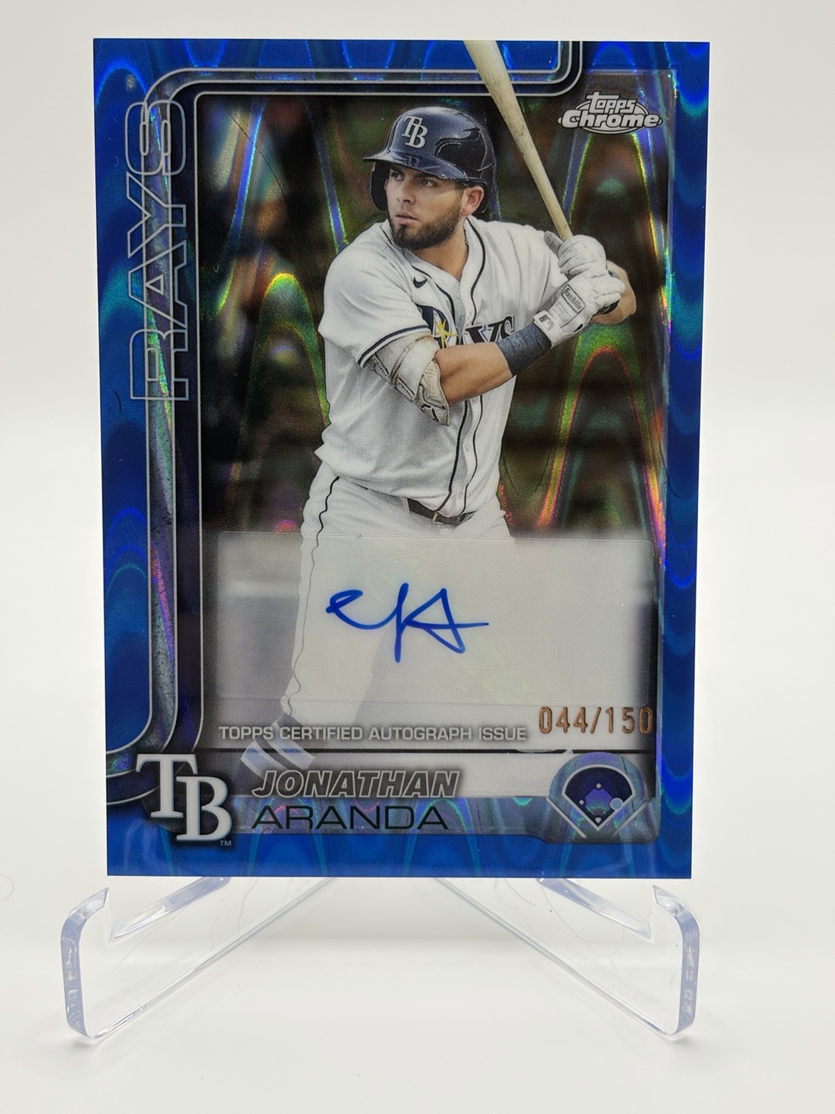 2025 Topps Chrome Update Jonathan Aranda Blue Raywave Auto /150 #AC-JA RAYS