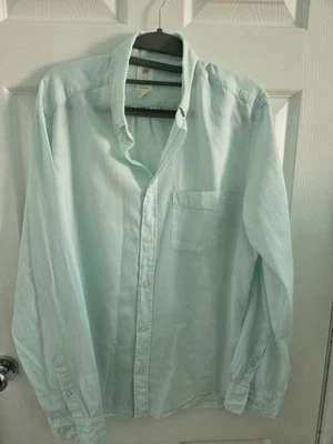 H&M Men's Long Sleeve Shirt, Reg Fit Size M, 100% Lightweight Cotton, Mint Green - Image 1 of 4
