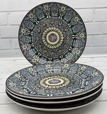 4 Pottery Barn Mezze Blue Dinner Plates 10.5" Boho Bohemian